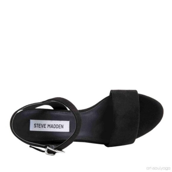 Steve Madden Black Suede Platform Wedge Sandal - Picture 2 of 3